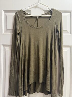 Free People Olive Scoop Neck Long Sleeve Tunic
